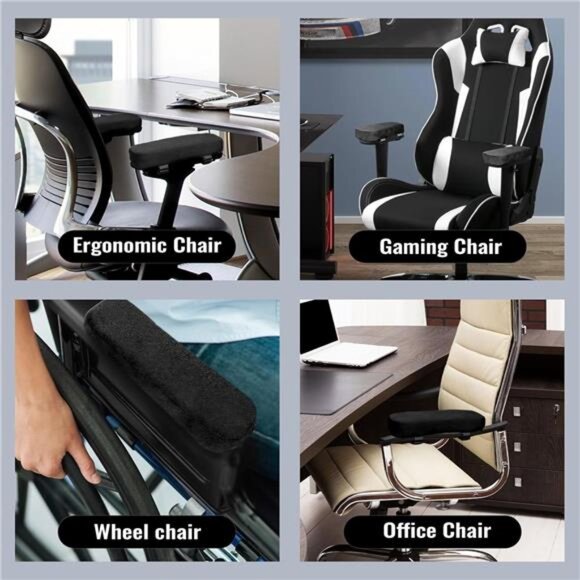 2 Pack Office Chair Armrest Pads Covers with Memory Foam Elbow Pillow - Picture 4 of 7